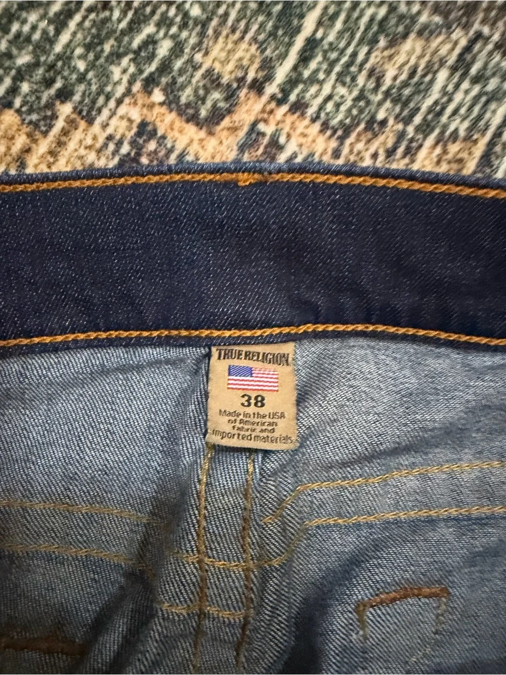 True Religion Dark Blue Straight-Leg Jeans 38 ROCCO
